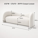 Modern Off-White Faux Lambswool Curved Sofa, Cute Round-Shaped Couch for Living Room hch-3071