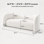 Modern Off-White Faux Lambswool Curved Sofa, Cute Round-Shaped Couch for Living Room hch-3071