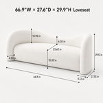 Modern Off-White Faux Lambswool Curved Sofa, Cute Round-Shaped Couch for Living Room hch-3071