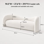Modern Off-White Faux Lambswool Curved Sofa, Cute Round-Shaped Couch for Living Room hch-3071