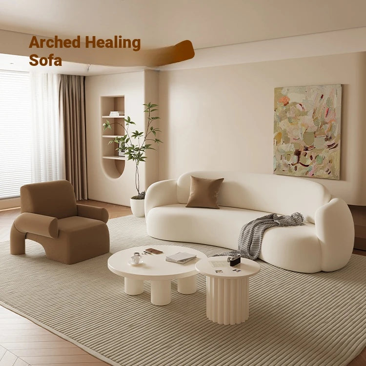 Modern Curved Sofa - Stylish Upholstered Couch for Cozy Living Rooms hch-3074