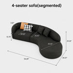 Modern Vintage Black Faux Lambswool Curved Sofa, 2/3-Seater Couch for Living Room hch-3076