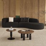Modern Vintage Black Faux Lambswool Curved Sofa, 2/3-Seater Couch for Living Room hch-3076