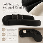 Modern Vintage Black Faux Lambswool Curved Sofa, 2/3-Seater Couch for Living Room hch-3076