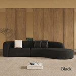 Modern Vintage Black Faux Lambswool Curved Sofa, 2/3-Seater Couch for Living Room hch-3076