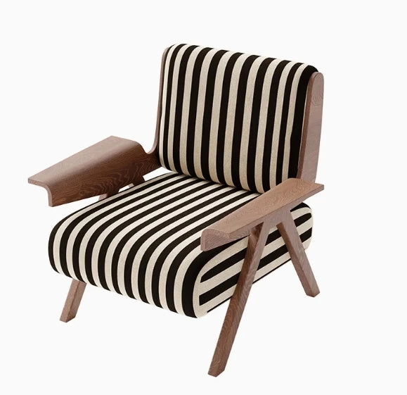 Stylish Striped Accent Chair with Wooden Frame - Perfect for Modern Home Decor hch-3085