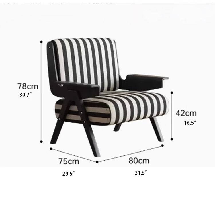 Stylish Striped Accent Chair with Wooden Frame - Perfect for Modern Home Decor hch-3085