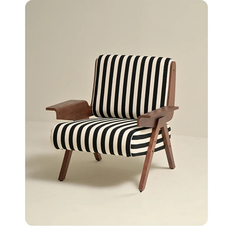 Stylish Striped Accent Chair with Wooden Frame - Perfect for Modern Home Decor hch-3085