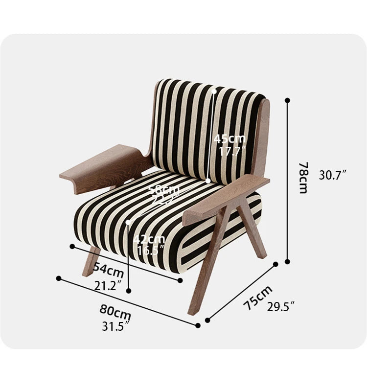Stylish Striped Accent Chair with Wooden Frame - Perfect for Modern Home Decor hch-3085