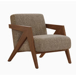 Stylish Solid Wood Accent Chair in Beige Cotton and Linen Upholstery - Modern Mid-Century Design for Living Room & Office hch-3087