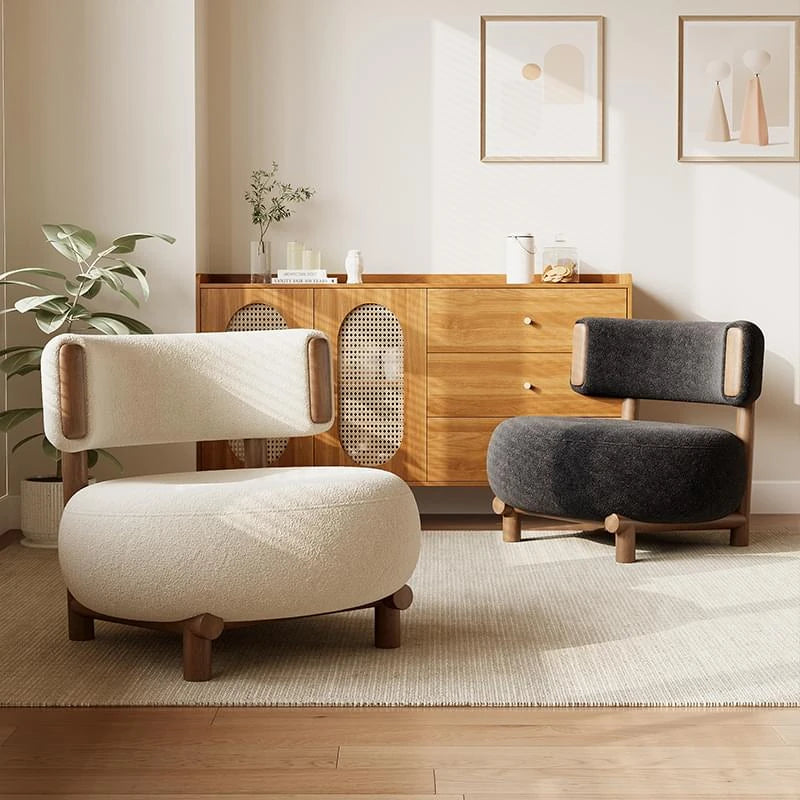 Modern Cashmere Upholstered Chair with Solid Wood Legs - Stylish Leathaire Accent Seating for Living Room hch-3088