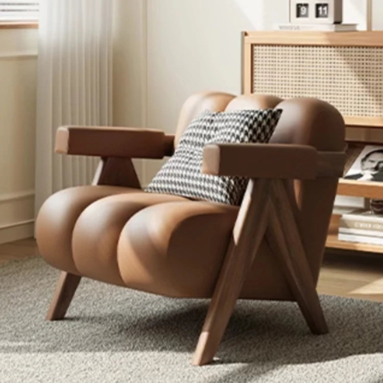 Stylish Leathaire Armchair with Solid Wood Frame - Modern Lounge Furniture for Your Home hch-3089