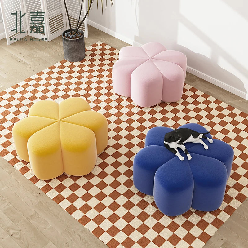 Stylish Leathaire Stool Set for Modern Living Room - Multi-Color Accent Seating hch-3092