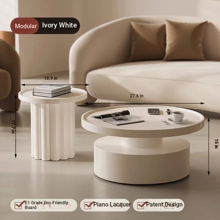 Modern Round Coffee Table - Elegant White Design for Living Room Décor hch-3093