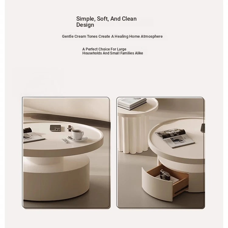 Modern Round Coffee Table - Elegant White Design for Living Room Décor hch-3093