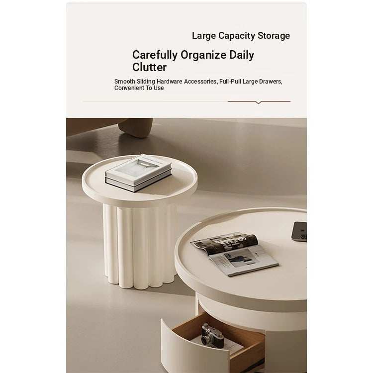 Modern Round Coffee Table - Elegant White Design for Living Room Décor hch-3093