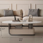 Modern Oval Marble Coffee Table with Stylish Storage - Elegant Living Room Furniture hch-3094
