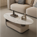 Modern Oval Marble Coffee Table with Stylish Storage - Elegant Living Room Furniture hch-3094