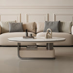 Modern Oval Marble Coffee Table with Stylish Storage - Elegant Living Room Furniture hch-3094