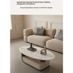Modern Oval Marble Coffee Table with Stylish Storage - Elegant Living Room Furniture hch-3094