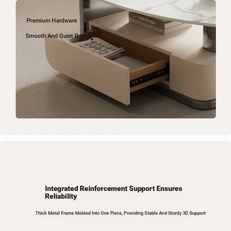 Modern Oval Marble Coffee Table with Stylish Storage - Elegant Living Room Furniture hch-3094