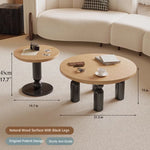 Solid Wood Coffee Table Set - Modern Round Design for Living Room - Stylish and Functional Centerpiece - Durable & Elegant End Tables hch-3095