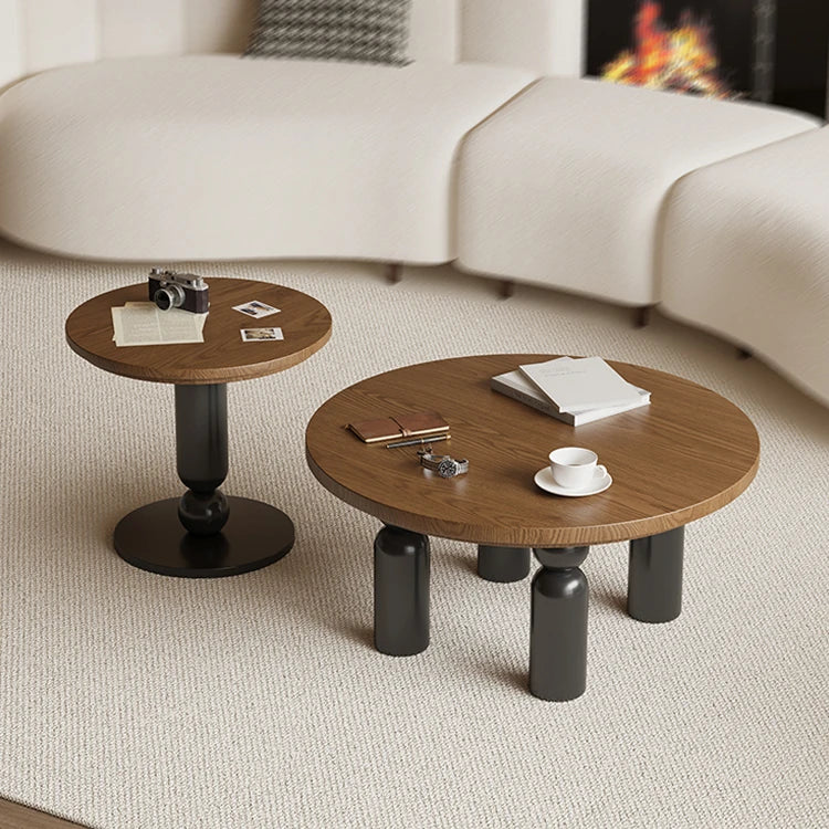 Solid Wood Coffee Table Set - Modern Round Design for Living Room - Stylish and Functional Centerpiece - Durable & Elegant End Tables hch-3095