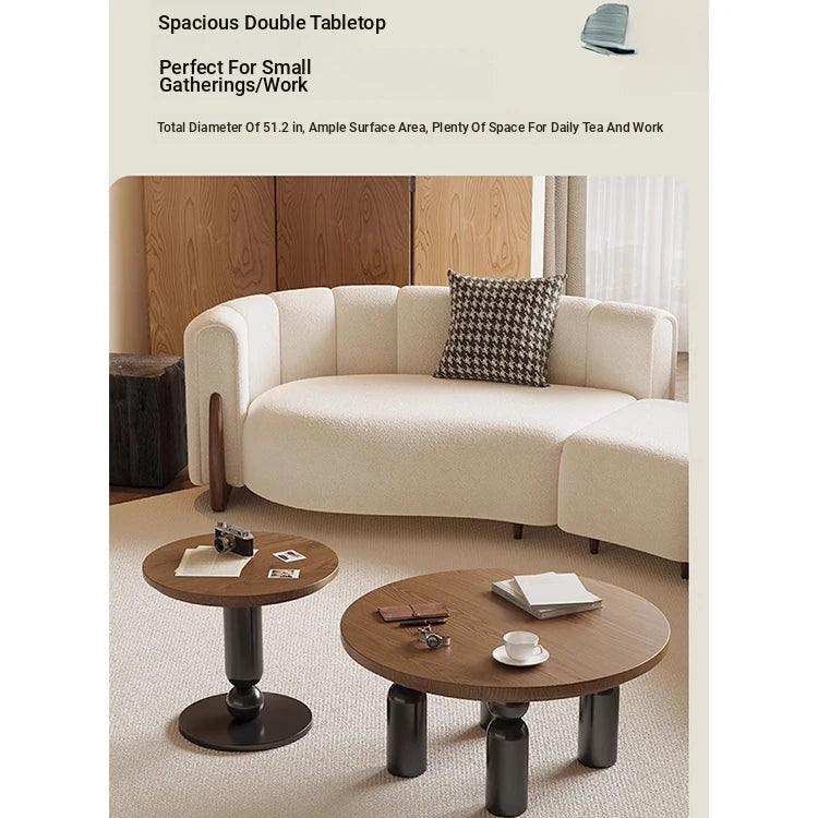 Solid Wood Coffee Table Set - Modern Round Design for Living Room - Stylish and Functional Centerpiece - Durable & Elegant End Tables hch-3095