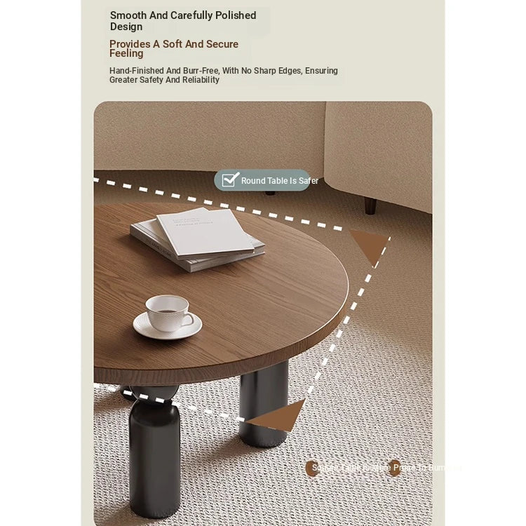 Solid Wood Coffee Table Set - Modern Round Design for Living Room - Stylish and Functional Centerpiece - Durable & Elegant End Tables hch-3095