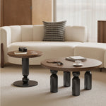 Solid Wood Coffee Table Set - Modern Round Design for Living Room - Stylish and Functional Centerpiece - Durable & Elegant End Tables hch-3095