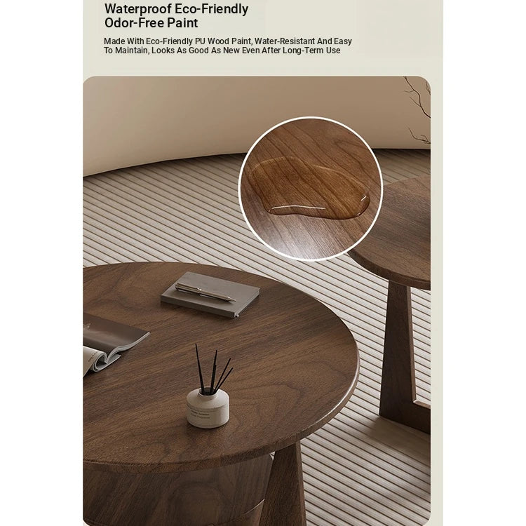 Modern Round Coffee Table Set - Sleek Wood Finish with Stylish Base for Living Room Decor hch-3098