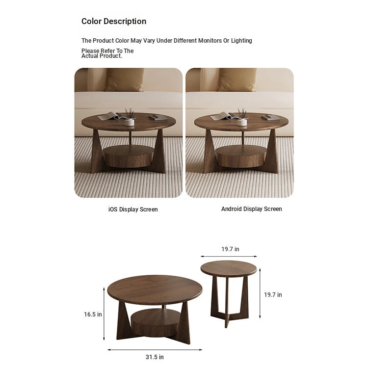 Modern Round Coffee Table Set - Sleek Wood Finish with Stylish Base for Living Room Decor hch-3098