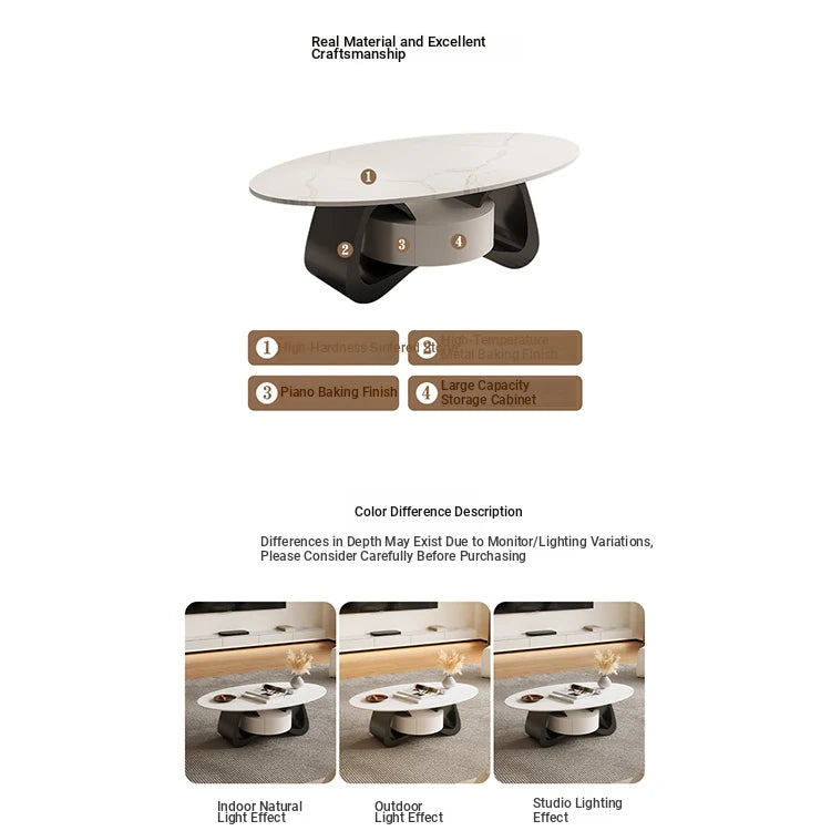 Stylish Sintered Stone Coffee Table with Modern Design for Living Room Elegance hch-3101