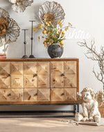 Rustic Charm Chinese Fir Cabinet with Geometric Design – Elegant Storage Solution hdst-4218