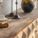 Rustic Charm Chinese Fir Cabinet with Geometric Design – Elegant Storage Solution hdst-4218