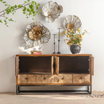 Rustic Charm Chinese Fir Cabinet with Geometric Design – Elegant Storage Solution hdst-4218