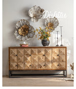 Rustic Charm Chinese Fir Cabinet with Geometric Design – Elegant Storage Solution hdst-4218