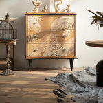 Elegant Floral Carved Bedside Cupboard in Chinese Fir & Density Board hdst-4219