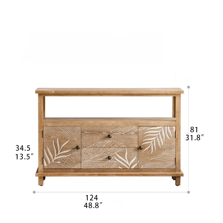 Elegant Chinese Fir Cabinet with Leaf Design – Stylish Storage Solution for Modern Homes hdst-4220