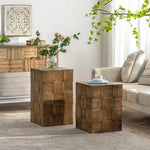 Stylish Chinese Fir Bedside Cupboard - Modern Checkerboard Design hdst-4221