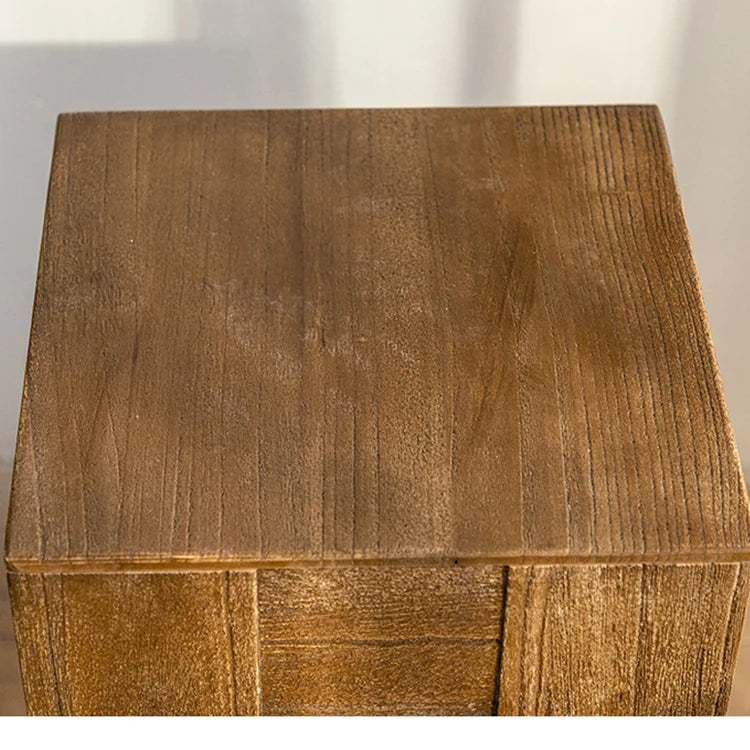 Stylish Chinese Fir Bedside Cupboard - Modern Checkerboard Design hdst-4221