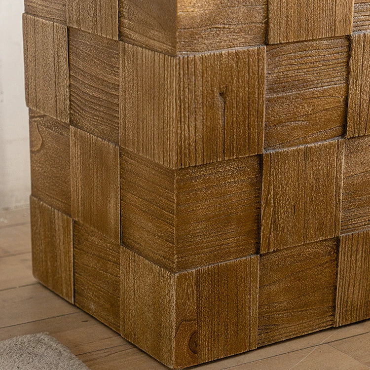 Stylish Chinese Fir Bedside Cupboard - Modern Checkerboard Design hdst-4221