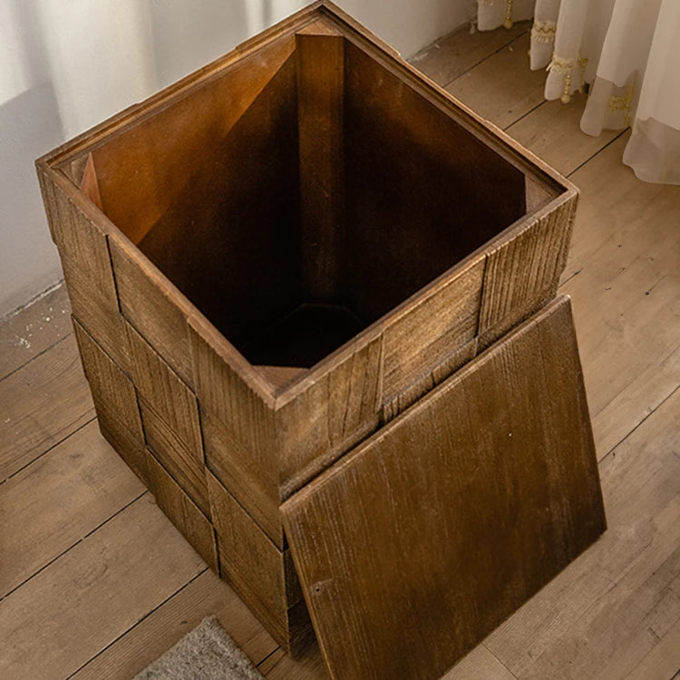 Stylish Chinese Fir Bedside Cupboard - Modern Checkerboard Design hdst-4221