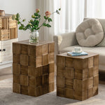 Stylish Chinese Fir Bedside Cupboard - Modern Checkerboard Design hdst-4221