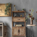 Rustic Chinese Fir Cabinet with Woven Details - Stylish Storage Solution hdst-4222