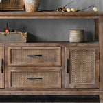 Rustic Chinese Fir Cabinet with Woven Details - Stylish Storage Solution hdst-4222