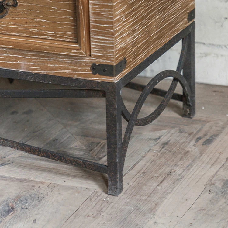 Vintage Chinese Fir Cabinet with Rustic Charm and Storage Drawers hdst-4231