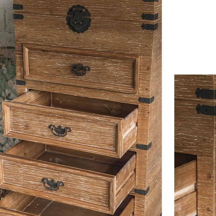 Vintage Chinese Fir Cabinet with Rustic Charm and Storage Drawers hdst-4231
