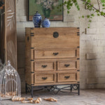 Rustic Charm Bedside Cupboard with Chinese Fir and Density Board - Vintage Style Storage Solution hdst-4232