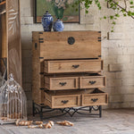 Rustic Charm Bedside Cupboard with Chinese Fir and Density Board - Vintage Style Storage Solution hdst-4232